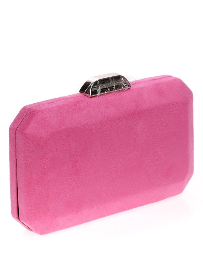 Suede octogonal clutch bag with metallic clasp Lauren Lynn London Accessories - 29 