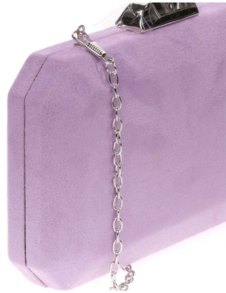 Suede octogonal clutch bag with metallic clasp Lauren Lynn London Accessories - 34 