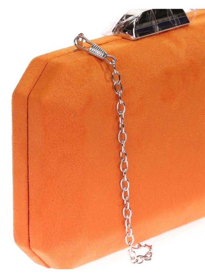 Suede octogonal clutch bag with metallic clasp Lauren Lynn London Accessories - 38 