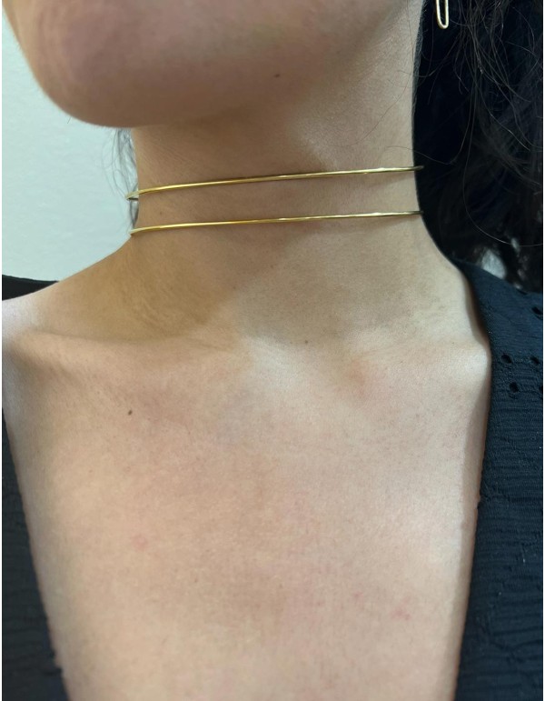 Choker básico doble aro dorado 2