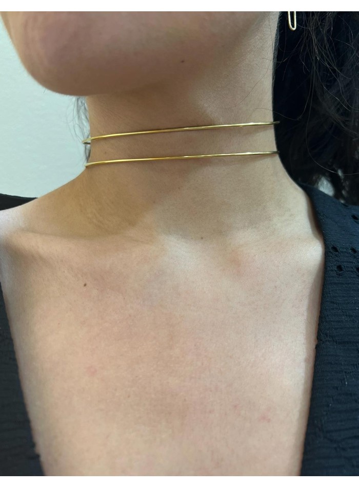 Basic double gold ring choker for party
