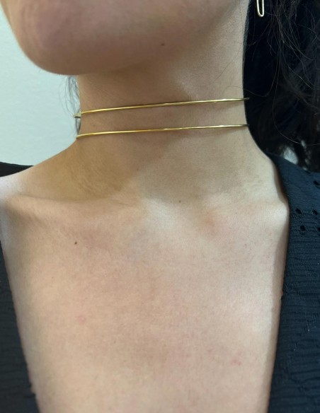 Choker básico doble aro dorado para fiesta