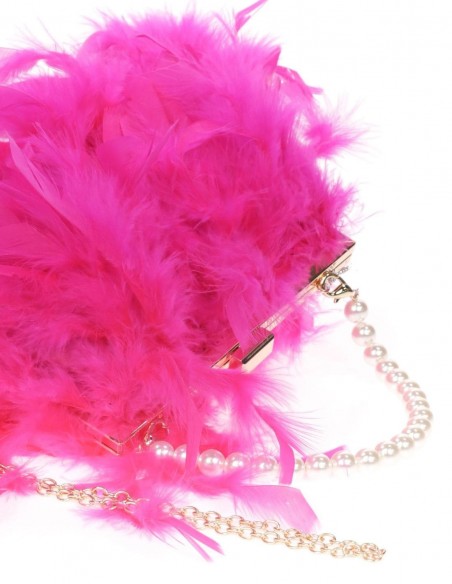 Bolso de fiesta con plumas y asa de perlas blancas - varios colores