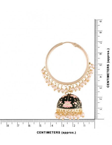 Chandbali and pearls hoops blue