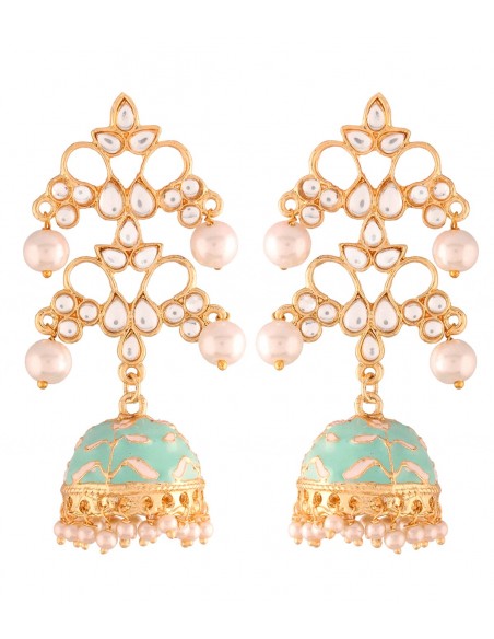 Indian pearl hand-painted long earrings