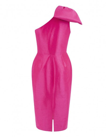 Asymmetrical neckline party dress with lacing