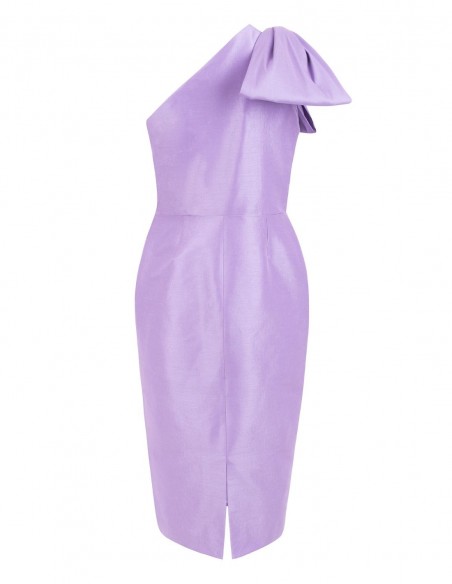 Asymmetrical neckline party dress with lacing