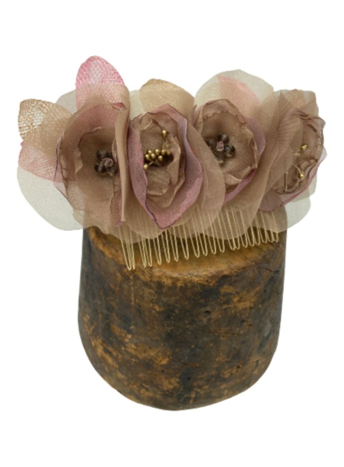 Organza and sinamay comb headdress