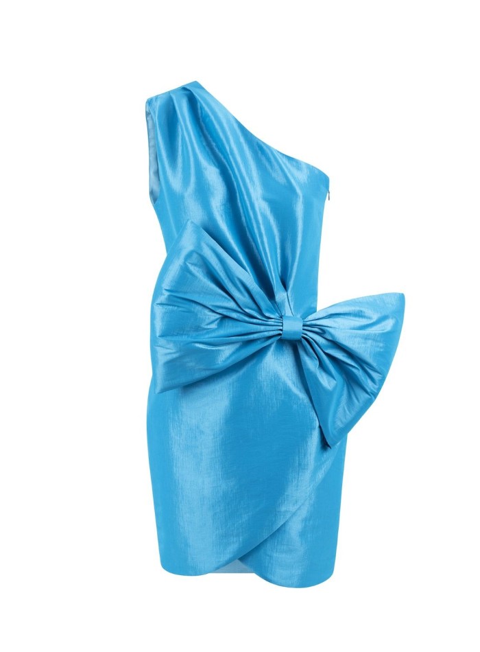 Vestido corto de fiesta con lazada y escote...