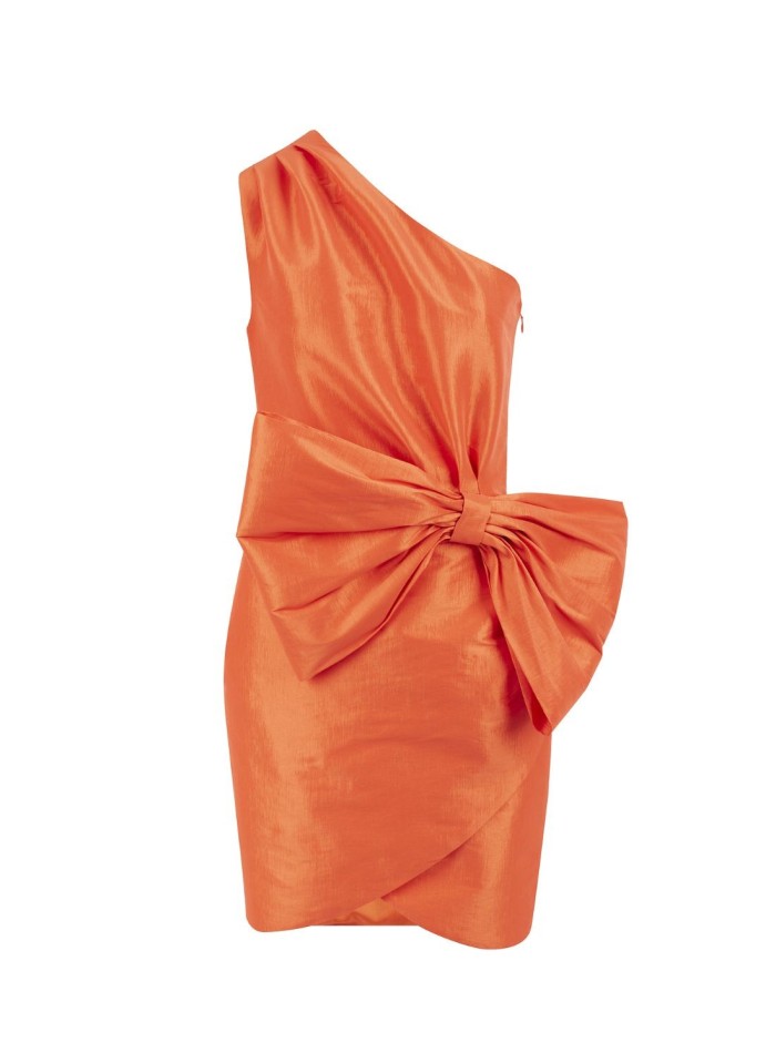 Robe courte de soirée avec encolure asymétrique...