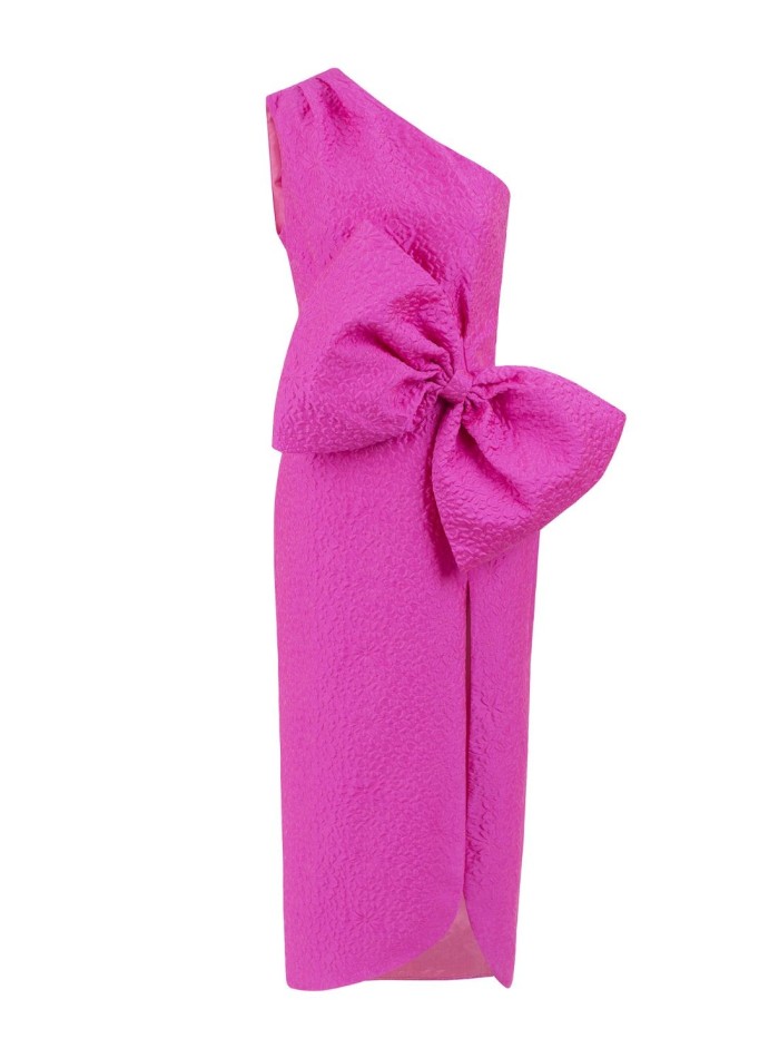 Robe midi avec nœud à la taille et encolure...