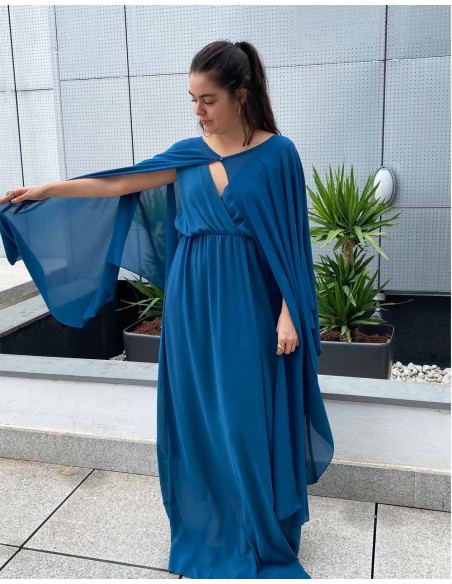 Multi-position wedding guest cape in chiffon