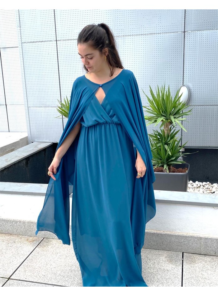 Multi-position wedding guest cape in chiffon