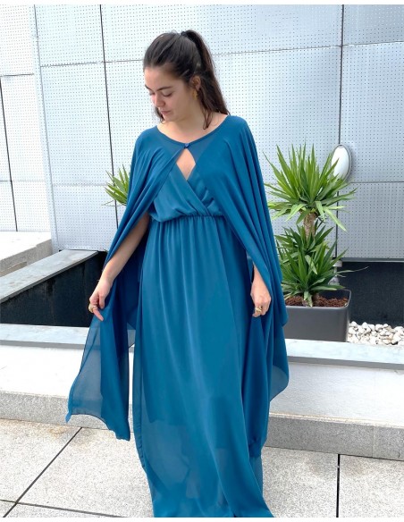 Multi-position wedding guest cape in chiffon
