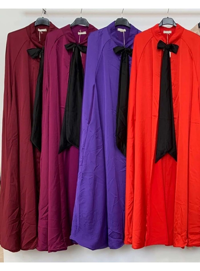 Reversible satin/gauze cape for wedding guests