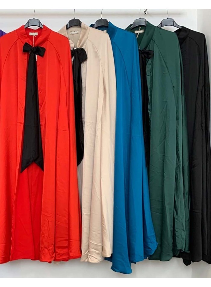 Reversible satin/gauze cape for wedding guests