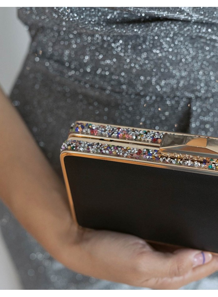 Clutch bag with rhinestones on the side -...