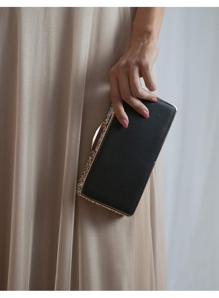 Bolso de fiesta con pedrería lateral - rectangular