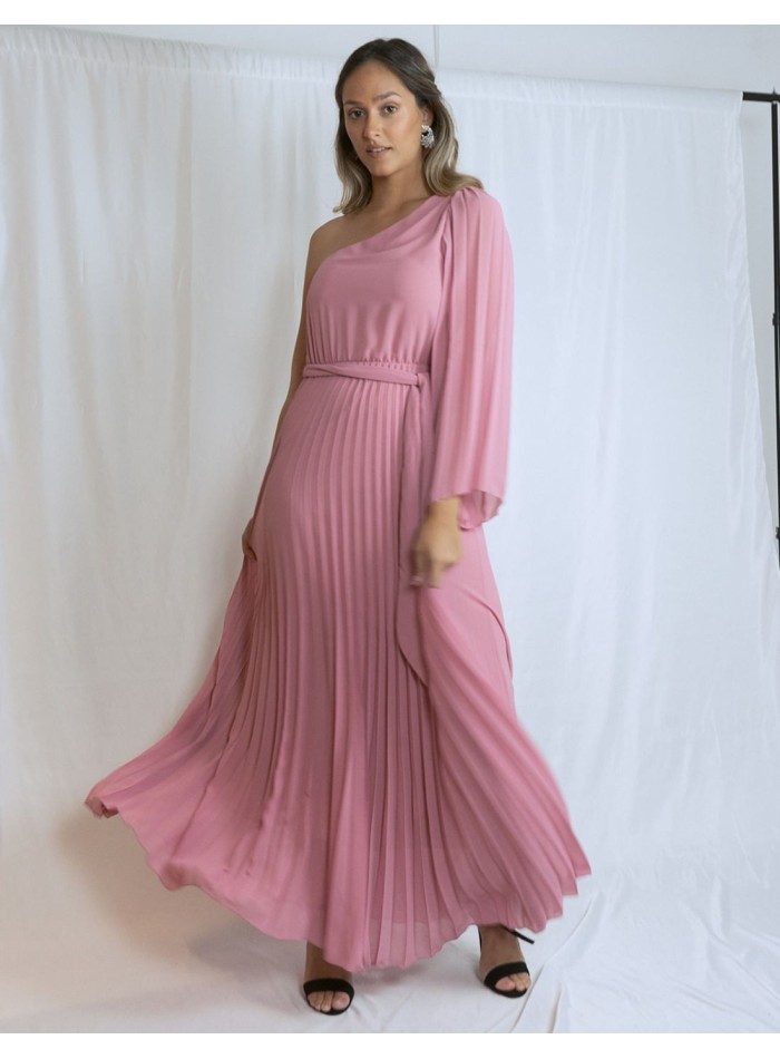 Robe longue de fête à manches asymétriques