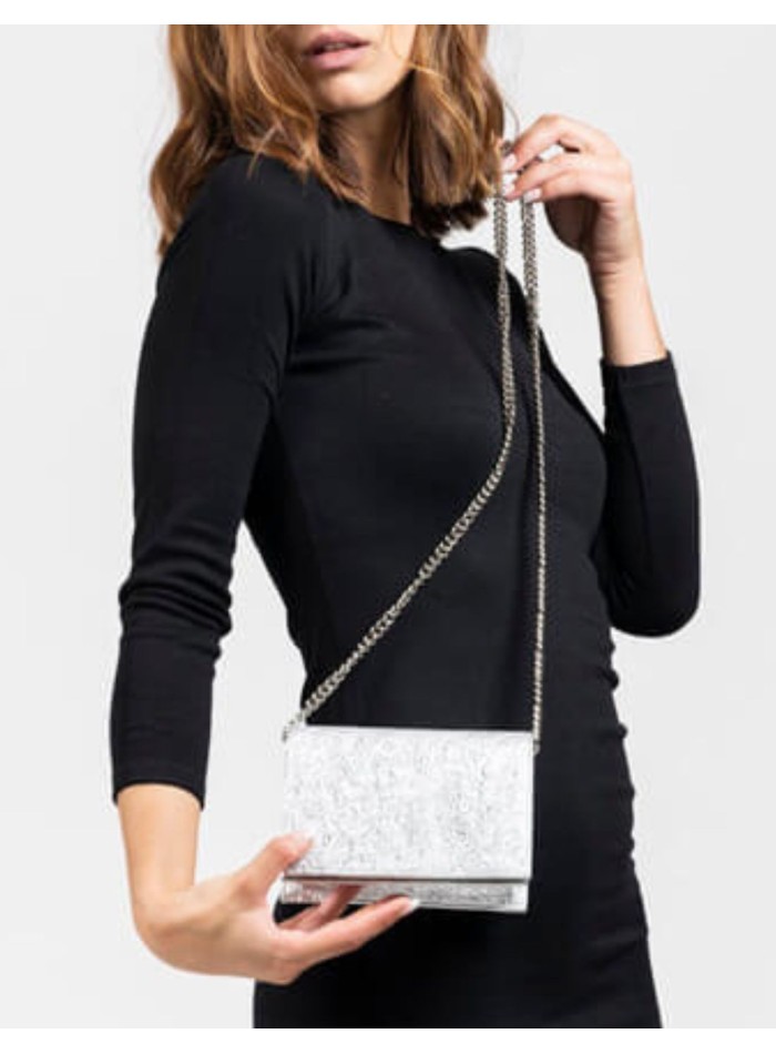 Mini bolso de fiesta con cadena metálica larga-3