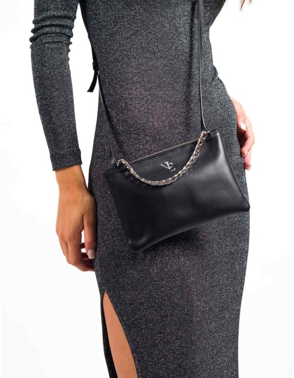 Mini sac en cuir avec chaîne décorative et poignée réglable