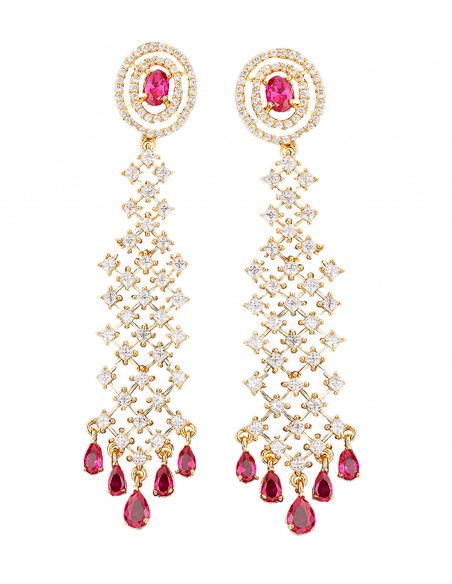 Pendientes de fiesta largos con circonitas y cristal