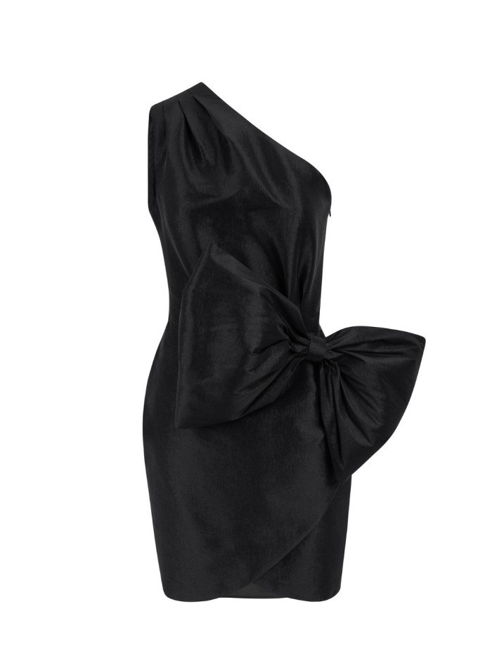 Vestido corto de fiesta con escote asimétrico y...