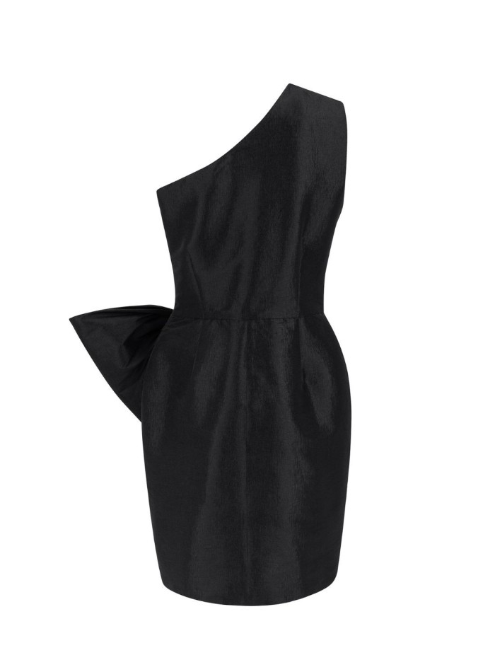 Short party dress with asymmetrical neckline...