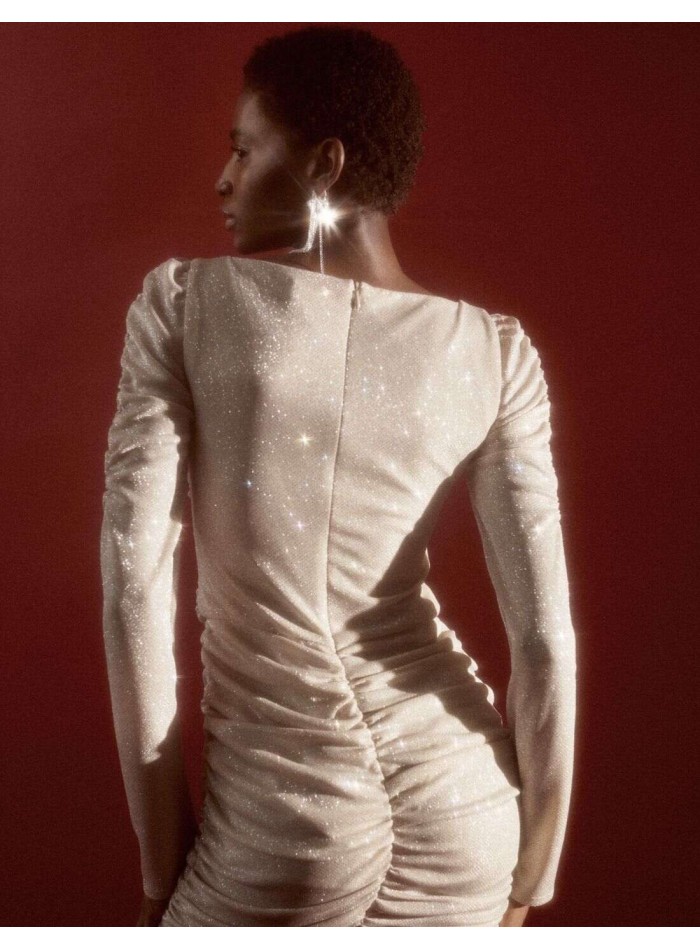 Vestido corto de fiesta drapeado en tejido...