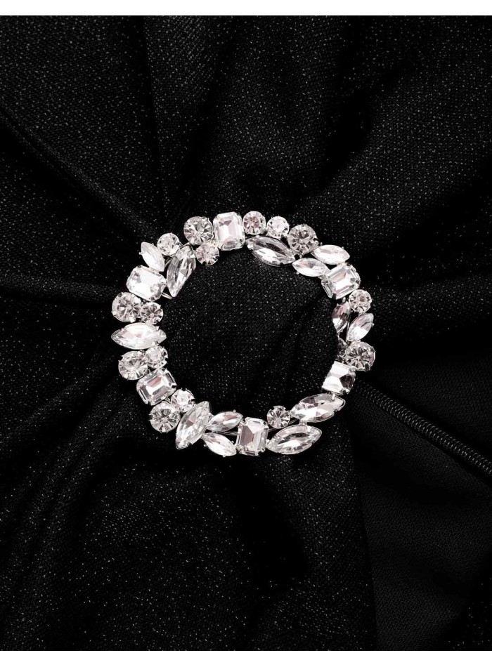 Crop top de fiesta con joya central y mangas...