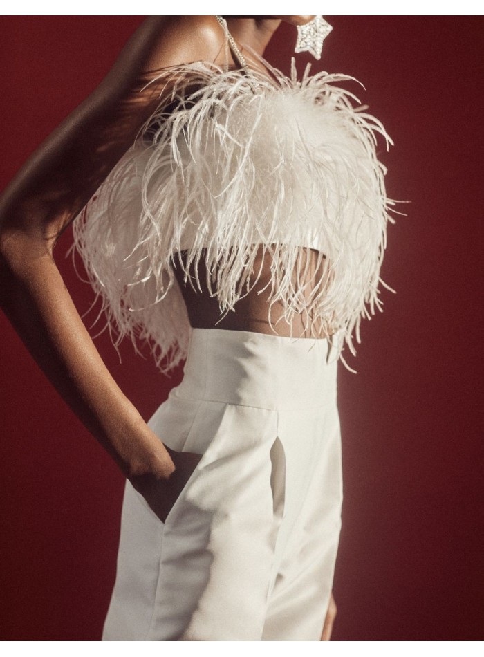 Pantalon long de fête avec ceinture large et...