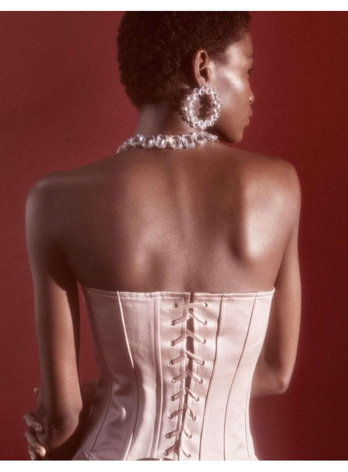 Powdery pink party top with sweetheart bodice