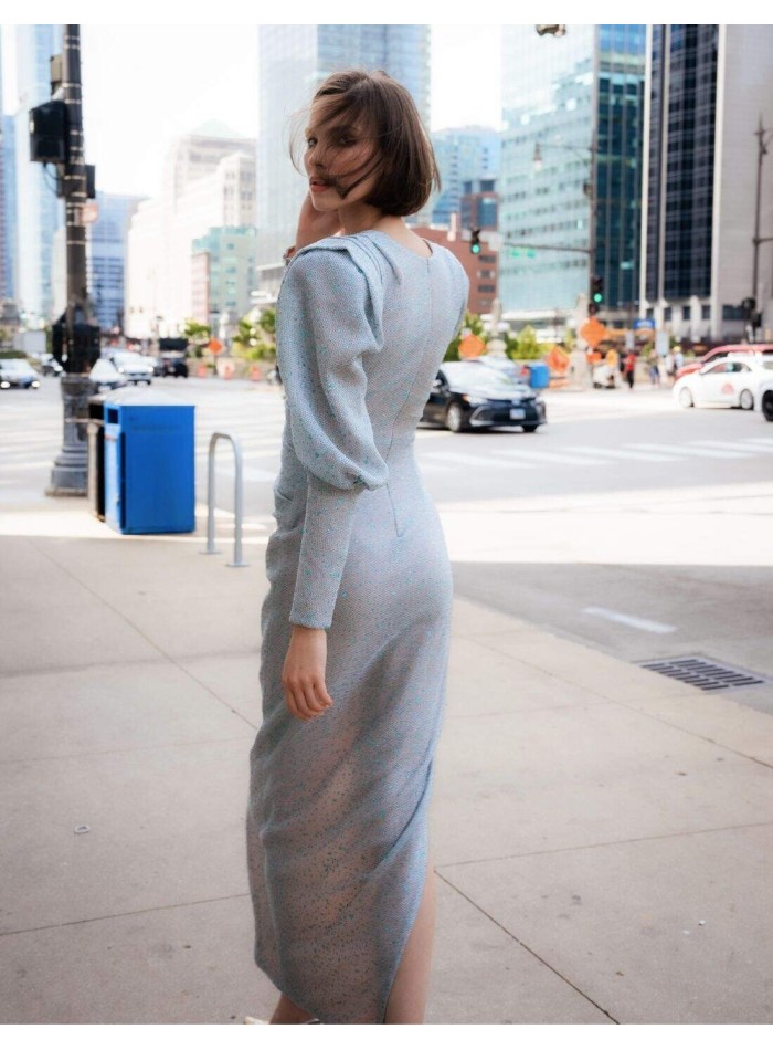 Robe longue de fête avec fente latérale maxi et...