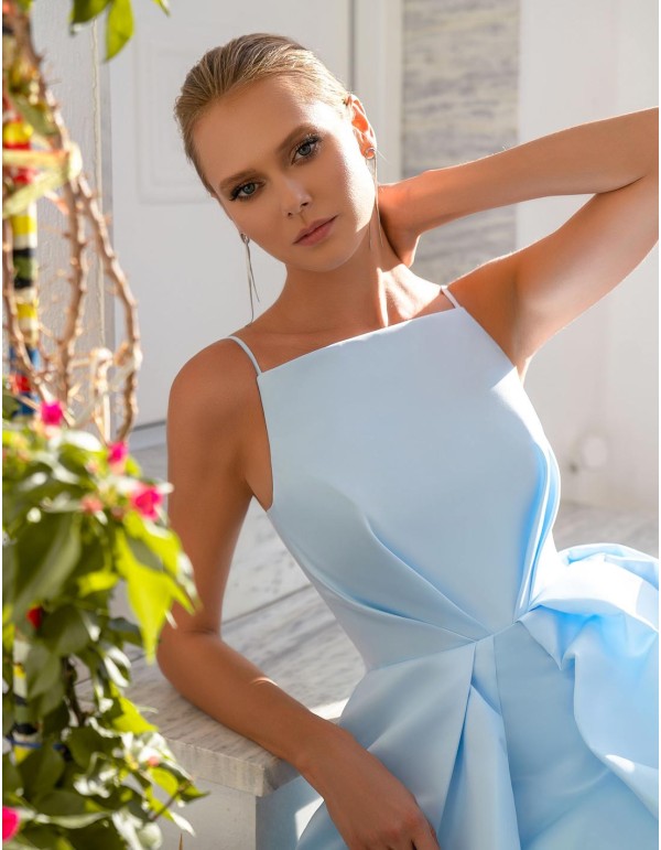 Vestido de fiesta midi de tirantes con fruncido en la cintura para invitada 2