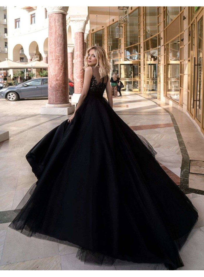 Robe de gala avec corsage brodé de strass et...