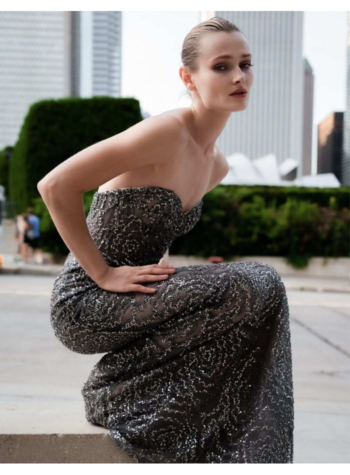 Long mermaid cut party dress with sweetheart...