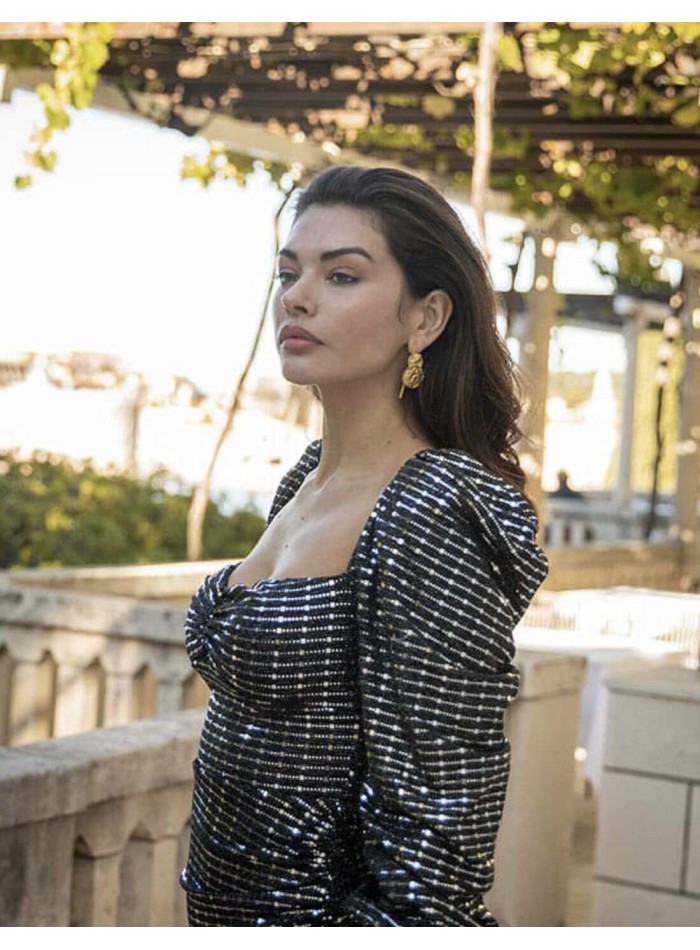 Boucles d'oreilles de fête en or avec des...