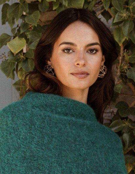 Boucles d'oreilles géométriques en plaqué or avec pierres noires