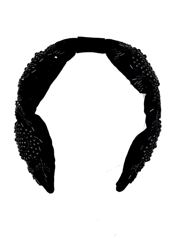 Black handmade rhinestone headband for guests 2