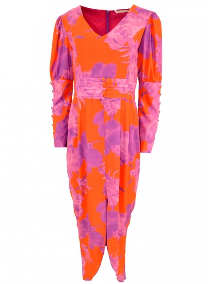 Robe de soirée midi à imprimé vibrant