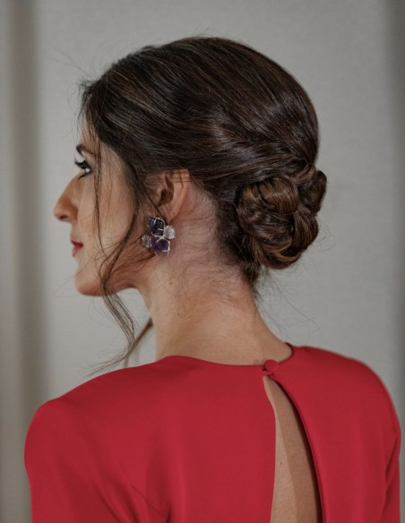 Amethyst and white natural stone earrings - Invitada Perfecta