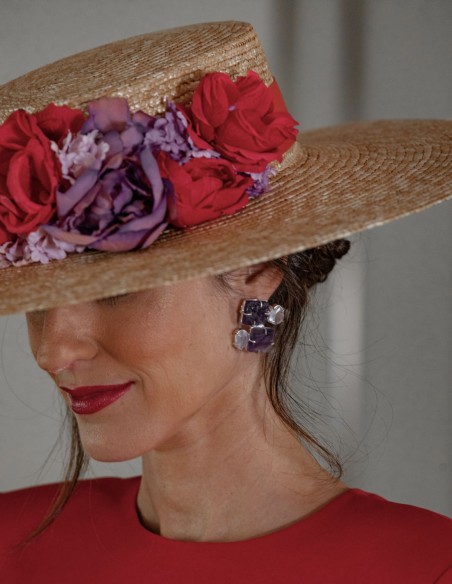 Amethyst and white natural stone earrings - Invitada Perfecta