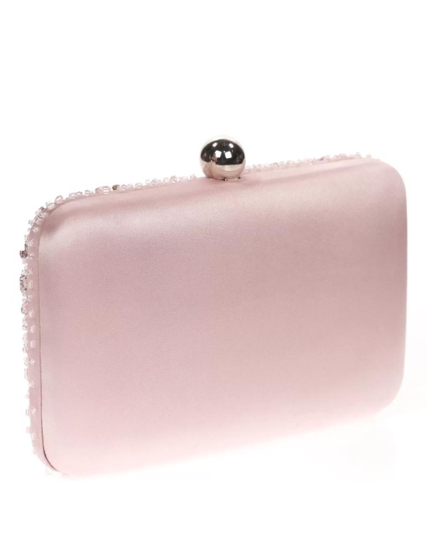 Satin clutch bag with sewn rhinestones 2