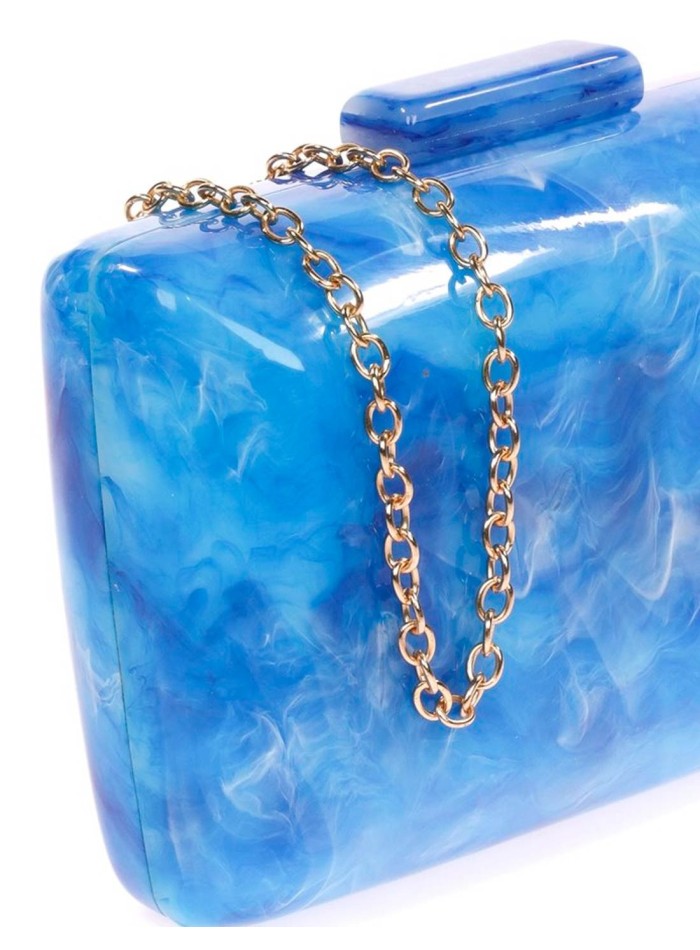 Pearly evening clutch bag with rounded edges