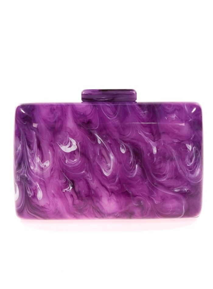 Pearly evening clutch bag with rounded edges