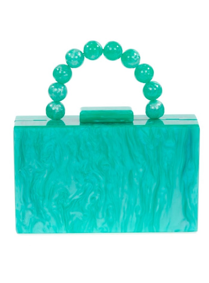 Bolso de fiesta nacarado con asa de bolitas