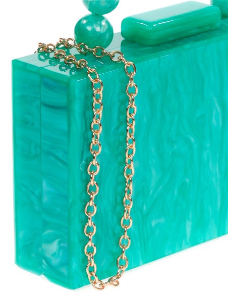 Bolso de fiesta nacarado con asa de bolitas