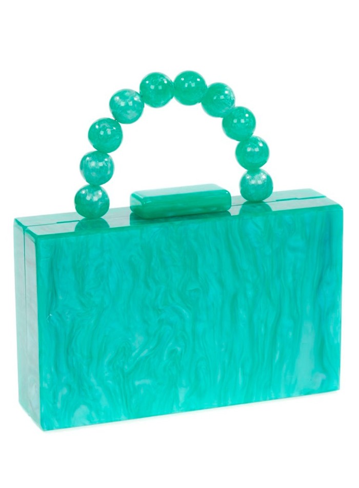 Pearly evening clutch bag with beaded handles