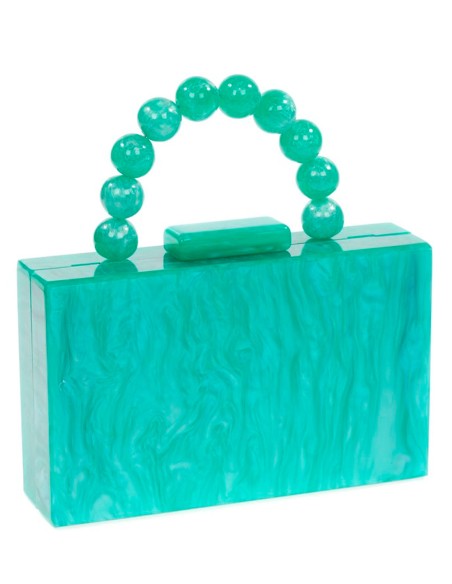 Bolso de fiesta nacarado con asa de bolitas