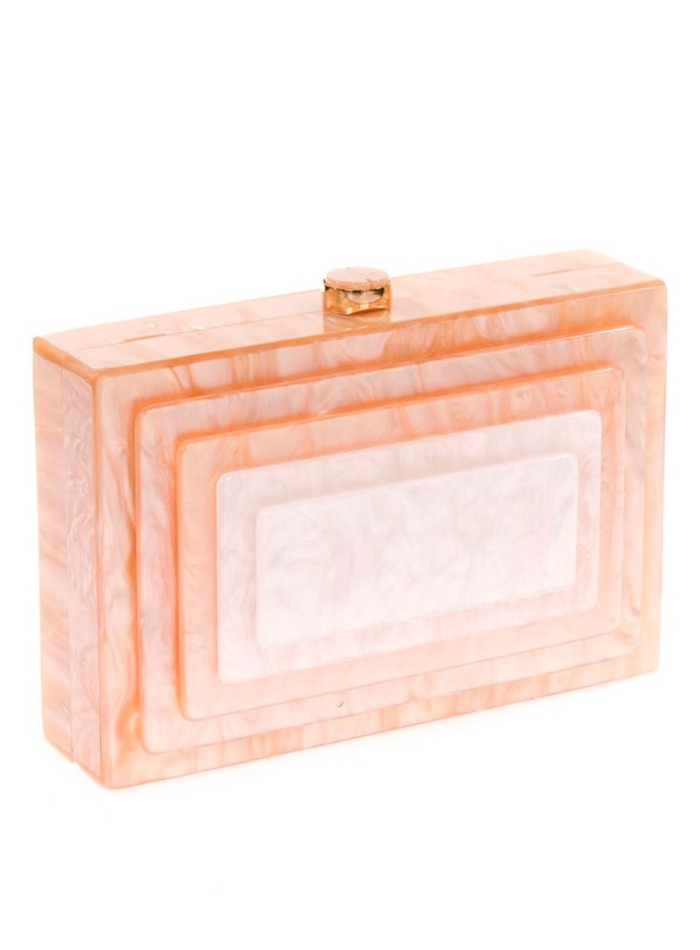 Pearly evening clutch bag with layered front...